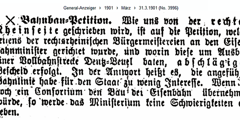 Bahn-Petition von 1901 Bahn-Petition von 1901